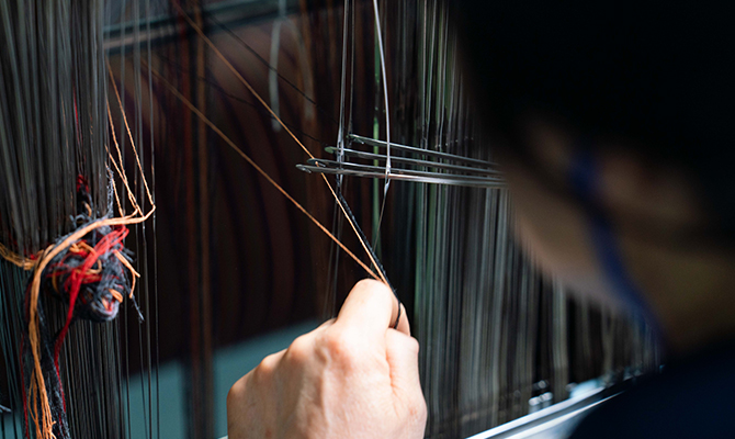 Weaving process in sustainable factory